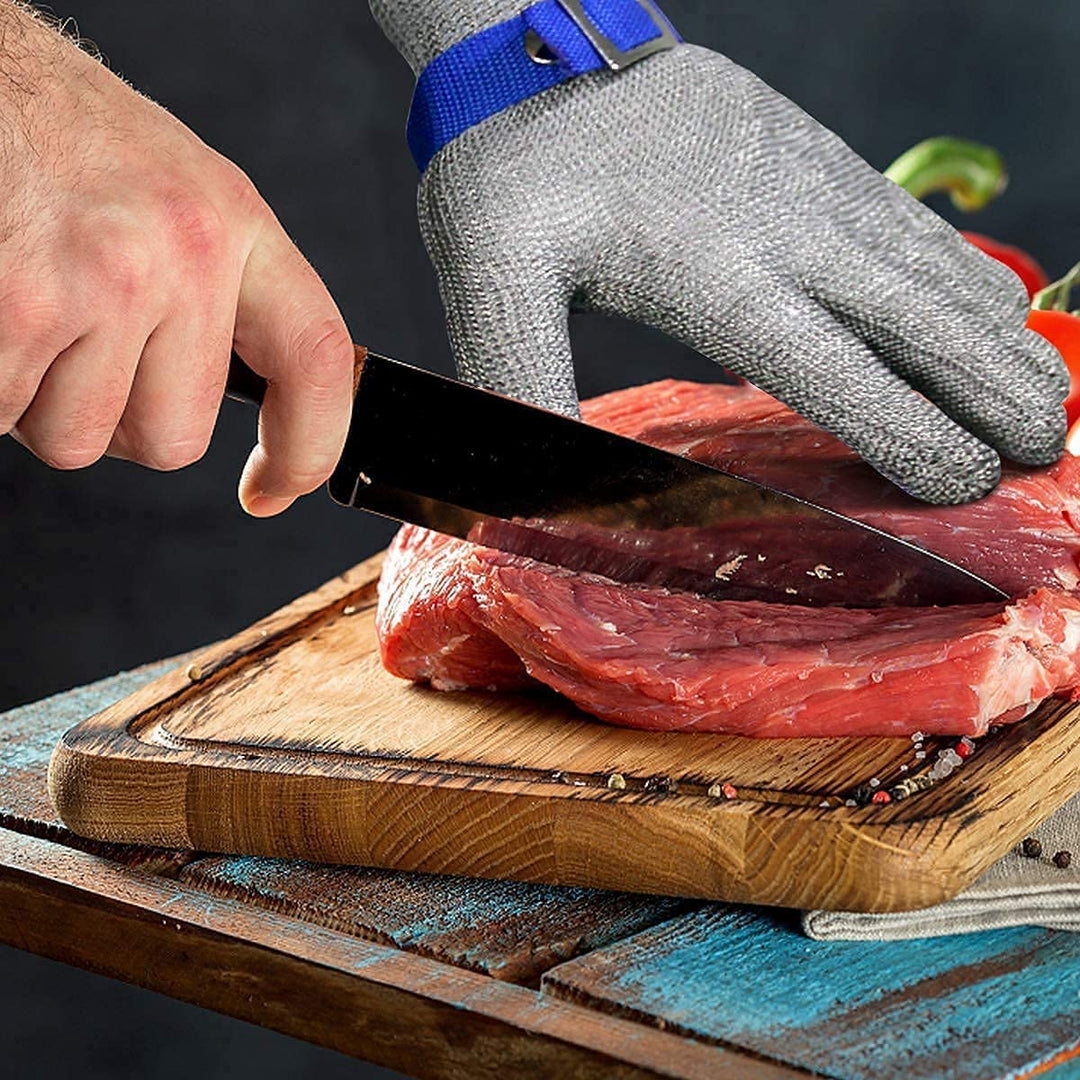 Protective cut-resistant glove for oyster shucking and culinary tasks. Kitchen safety gear.