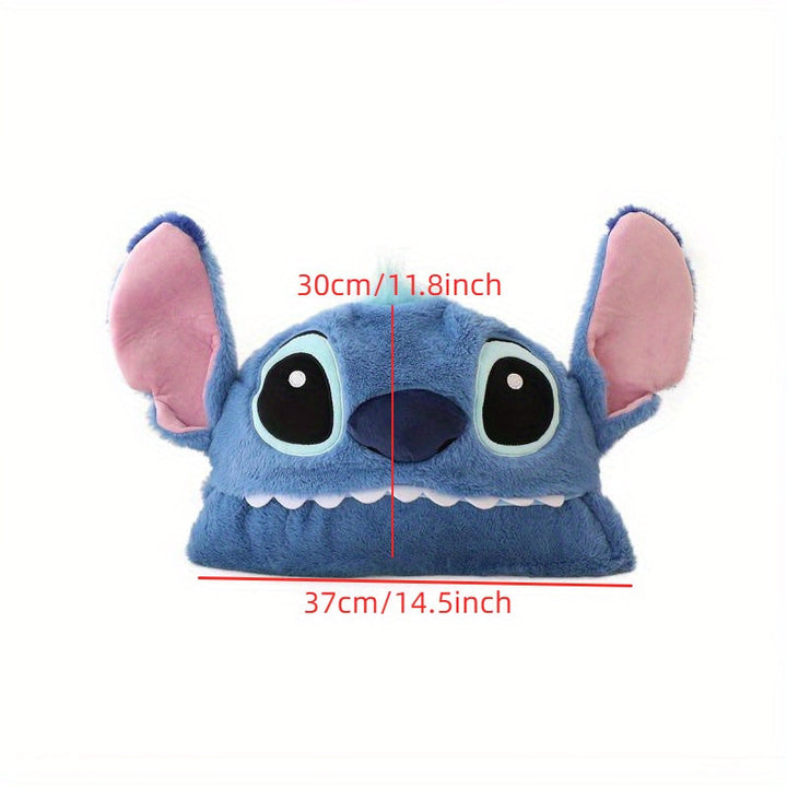 Blue Disney Stitch plush hoodie blanket, featuring cute Stitch ears, for ultimate Lilo & Stitch fan comfort.