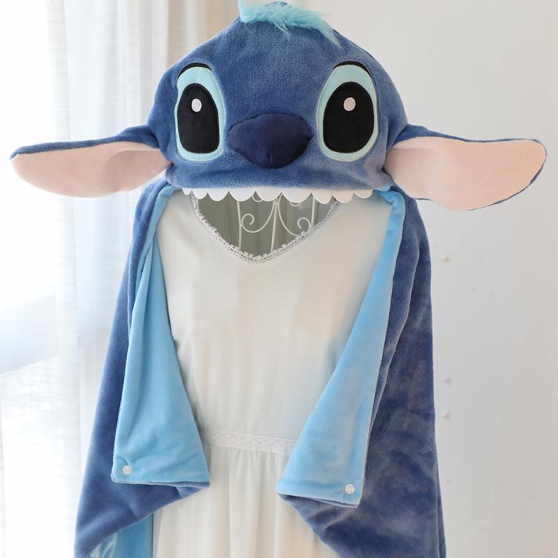 Comfortable Disney Stitch wearable hoodie blanket, perfect for holidays, relaxing & movie nights.