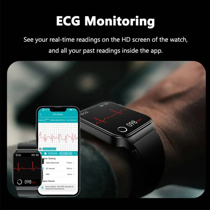 Health monitoring smartwatch: blood pressure, SpO2, sleep tracking. Essential wellness device.