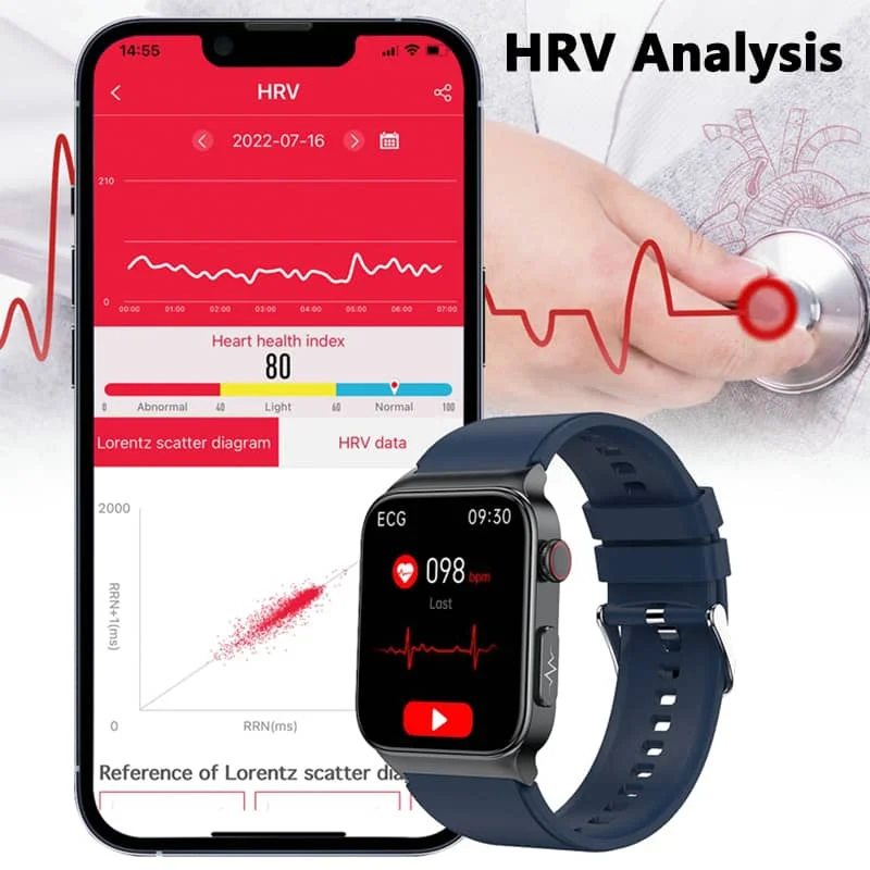ECG & blood pressure smartwatch, a daily health companion. Track wellness effortlessly for all users.