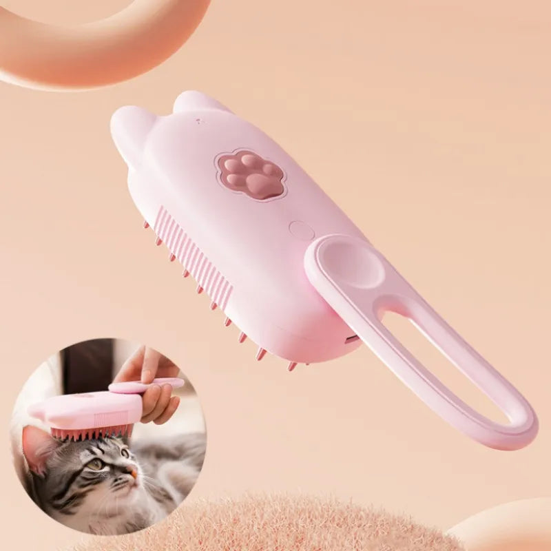 Unisex electric cat ear scalp massager in pink for relaxing hair care & stress relief. Rechargeable head massage tool.