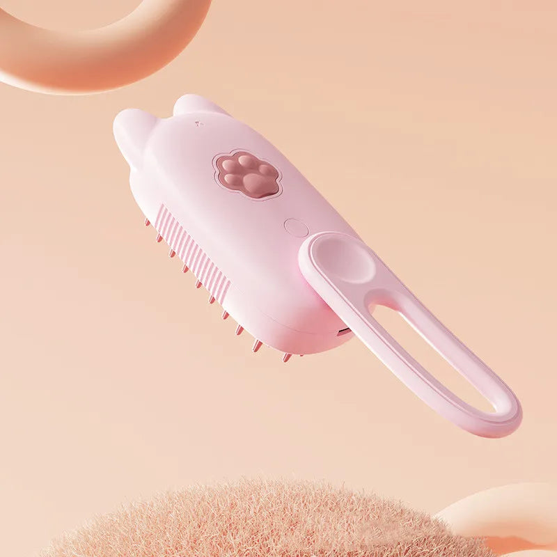 Cute pink cat ear electric scalp massager for soothing head massage. Rechargeable personal care device for relaxation.