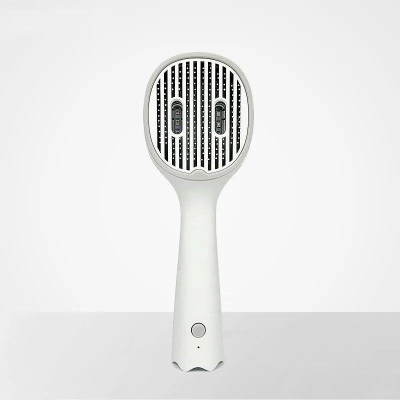 Heated electric hair straightener brush, giving sleek, smooth hair in minutes. Unisex styling.