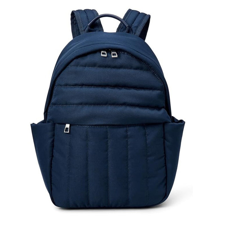 Close-up of durable, high-quality fabric and robust zippers on a versatile ergonomic travel backpack.