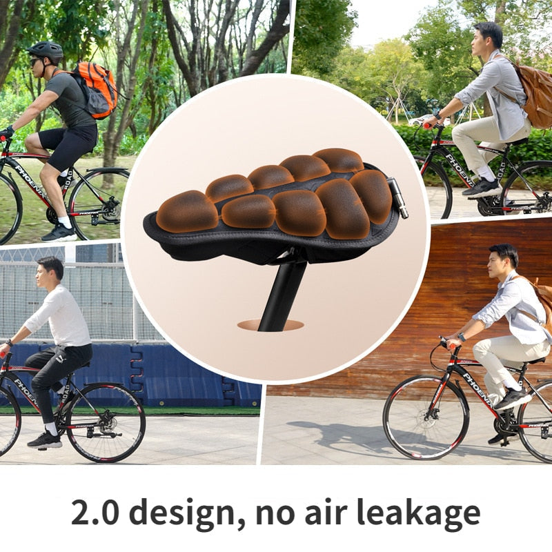 Shock absorbing & ventilated bicycle saddle pad for road and mountain bikes.