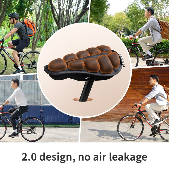 Shock absorbing & ventilated bicycle saddle pad for road and mountain bikes.