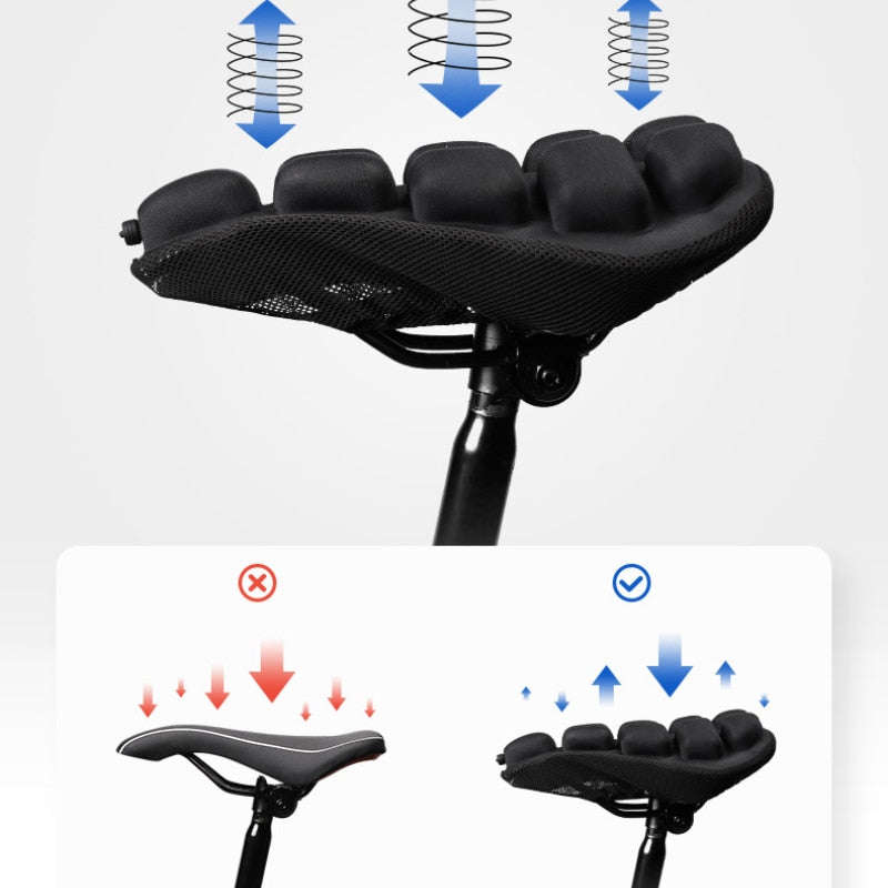Bike saddle pad designed for pressure relief, ventilation, and ultimate cycling comfort.