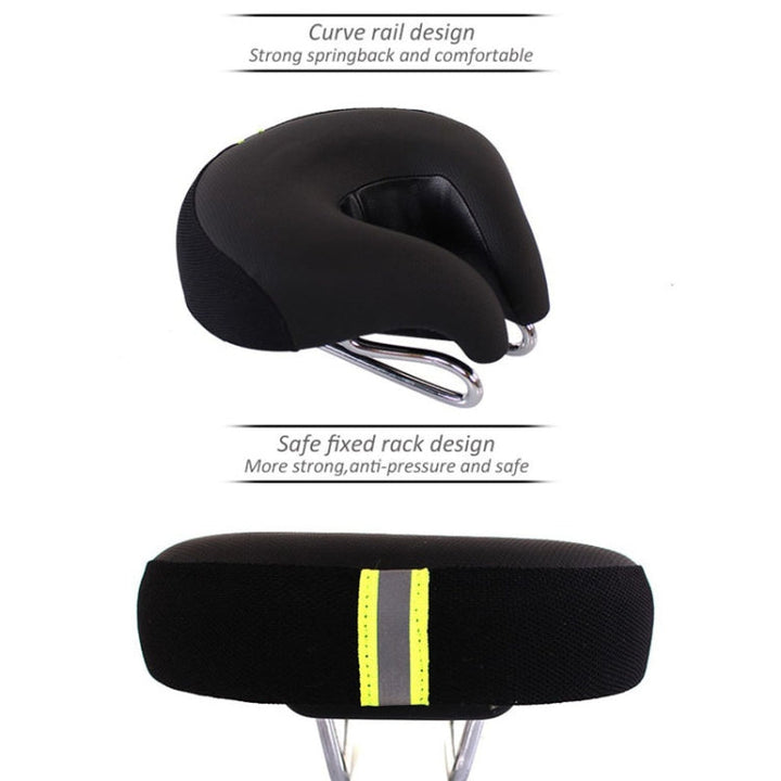 Vibrant blue ergonomic noseless bicycle saddle with superior shock absorption for long-distance comfort.
