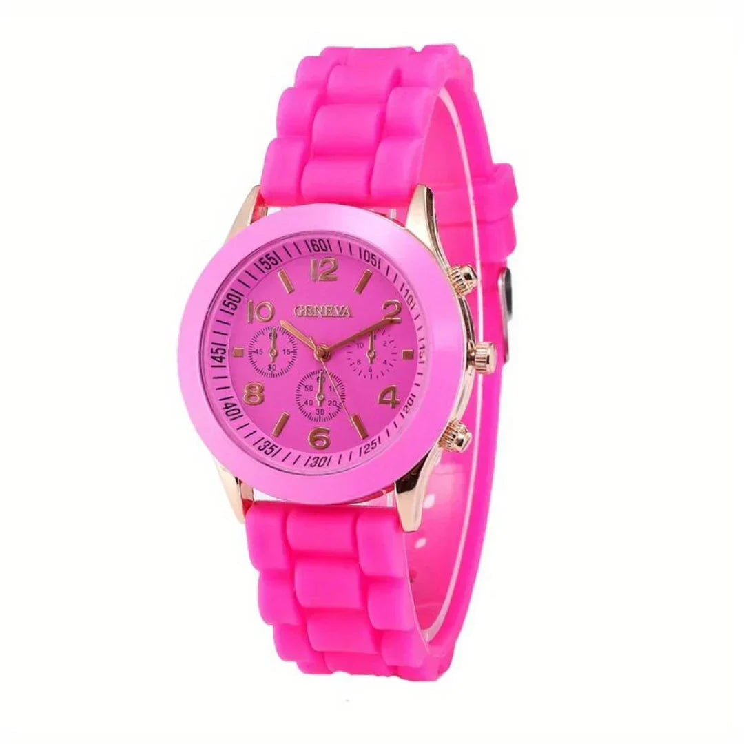 Bright, colorful unisex quartz watch, a lightweight casual everyday timepiece.