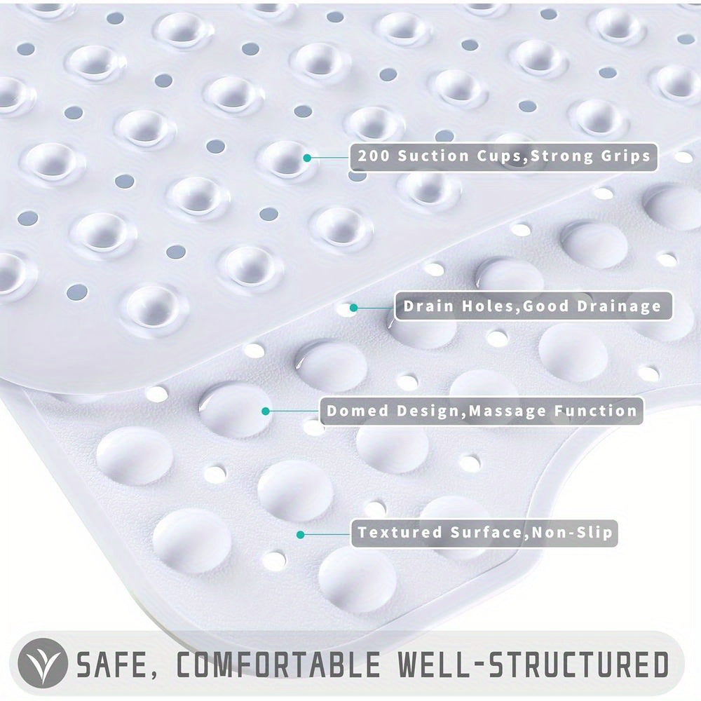 Durable, machine washable extra long non-slip mat for safe bathroom use.