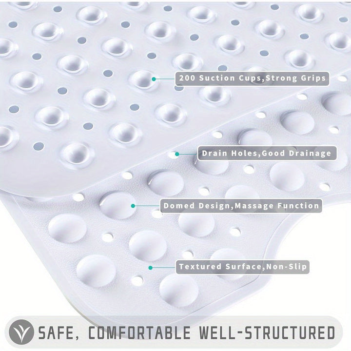 Durable, machine washable extra long non-slip mat for safe bathroom use.