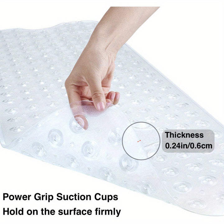 Long non-slip shower mat, durable and machine washable for easy care.