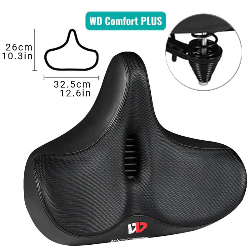 Ergonomic memory foam bike seat for ultimate comfort cycling, universal fit for men and women.
