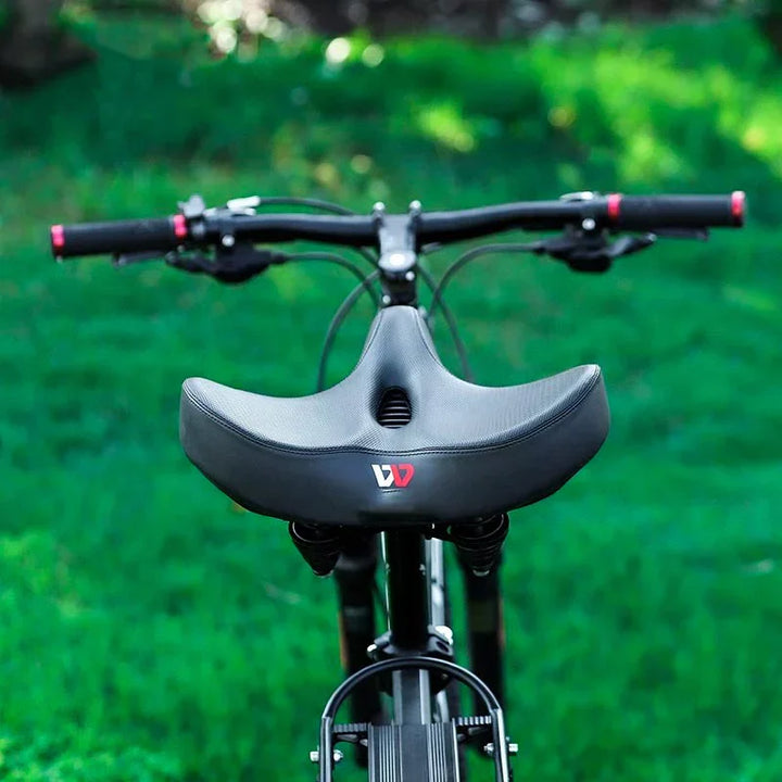 Durable bicycle saddle, a comfortable extra wide bike accessory with shock-absorbing memory foam.