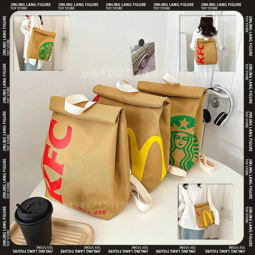 Unisex fast food themed backpack, playful design. Spacious & trendy everyday carry for students.