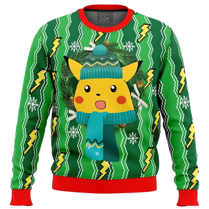 Festive long sleeve sweater with a unique holiday print. A comfortable unisex top for Christmas and winter season apparel.