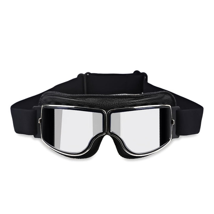 Safety goggles, clear lens, fit-over design, anti-fog, UV protection for outdoor sports.