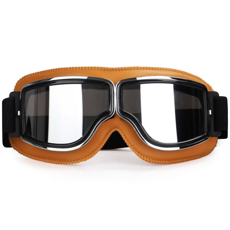 Clear protective goggles, anti-fog, UV shield, fit-over design for outdoor activities.