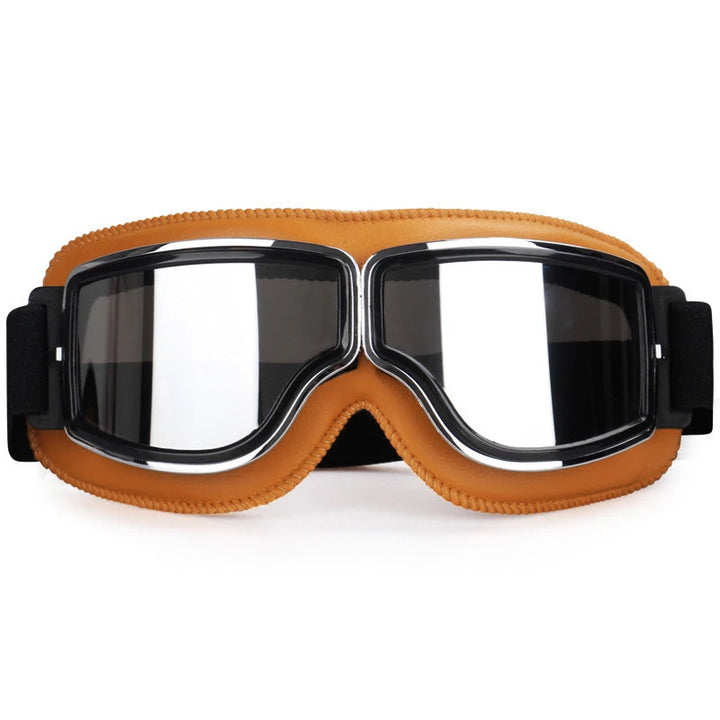 Clear protective goggles, anti-fog, UV shield, fit-over design for outdoor activities.