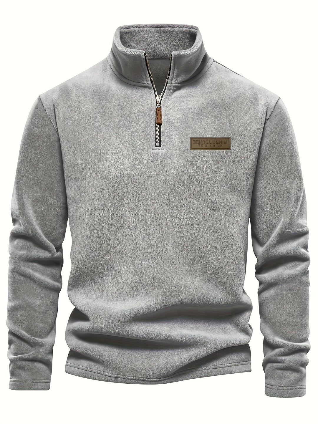 Unisex fleece-lined half-zip pullover, perfect for cold weather layering and warmth.