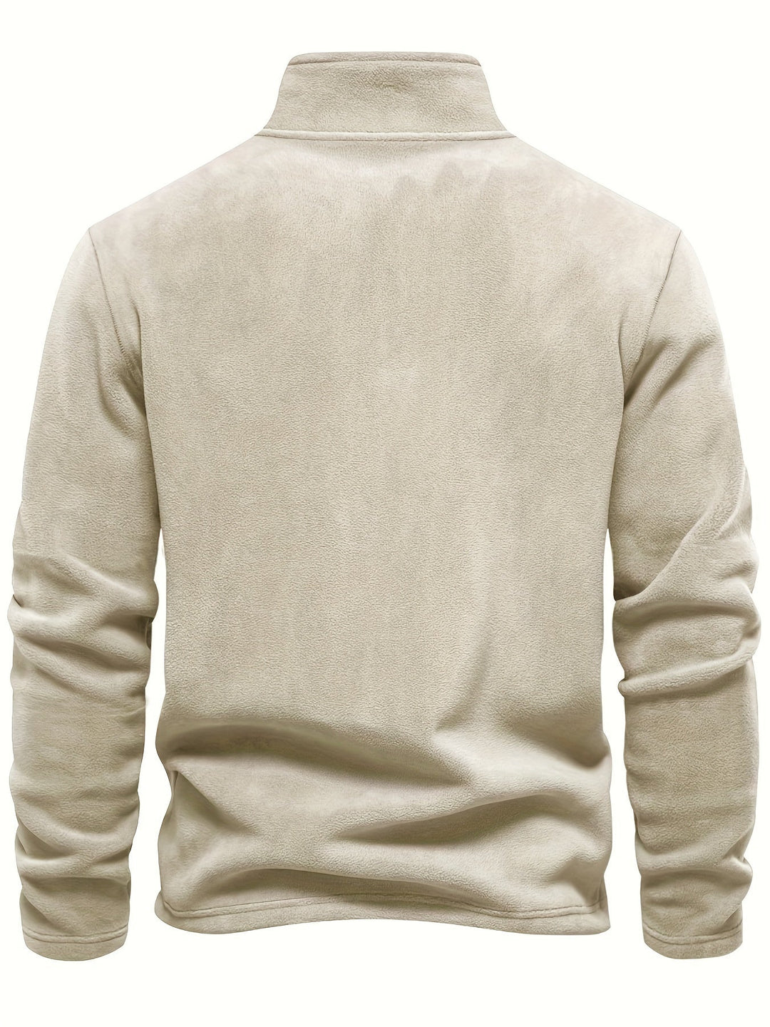 Stylish unisex half-zip pullover, with a protective collar and cozy fleece lining for winter.