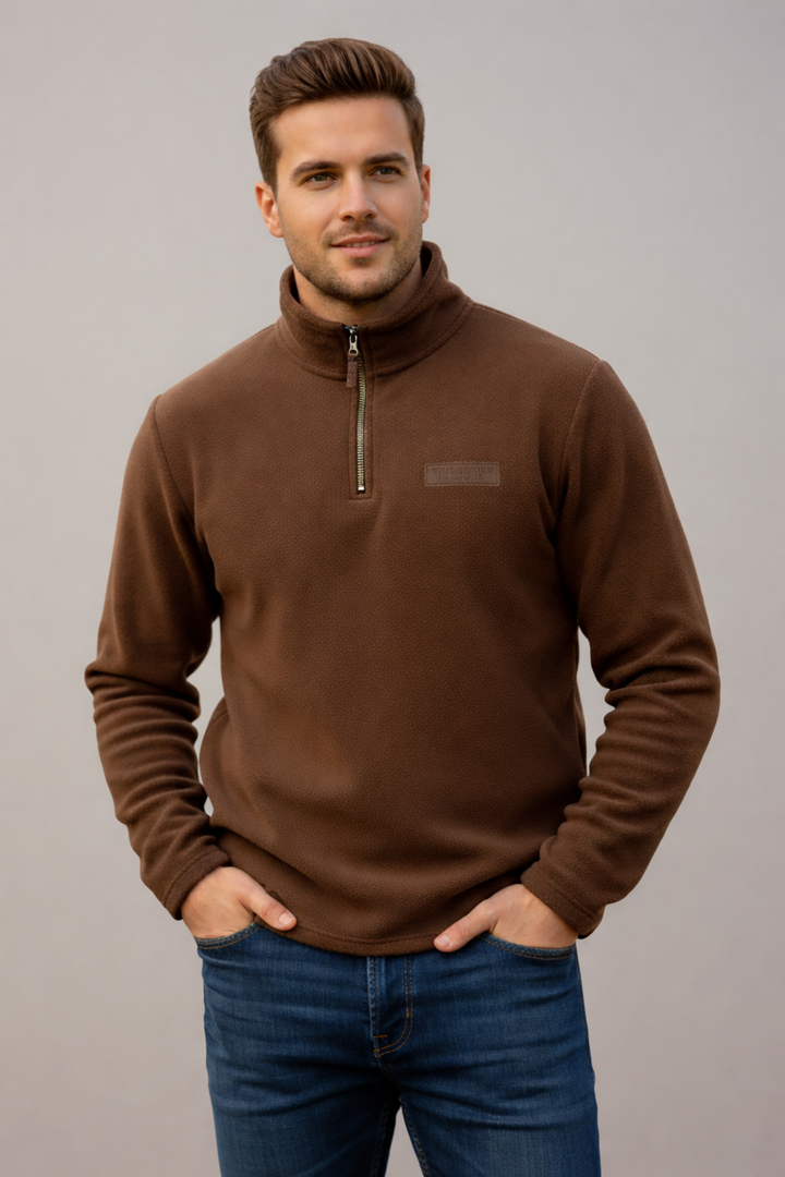 Unisex comfortable half-zip pullover, fleece-lined for superb warmth during cold weather.