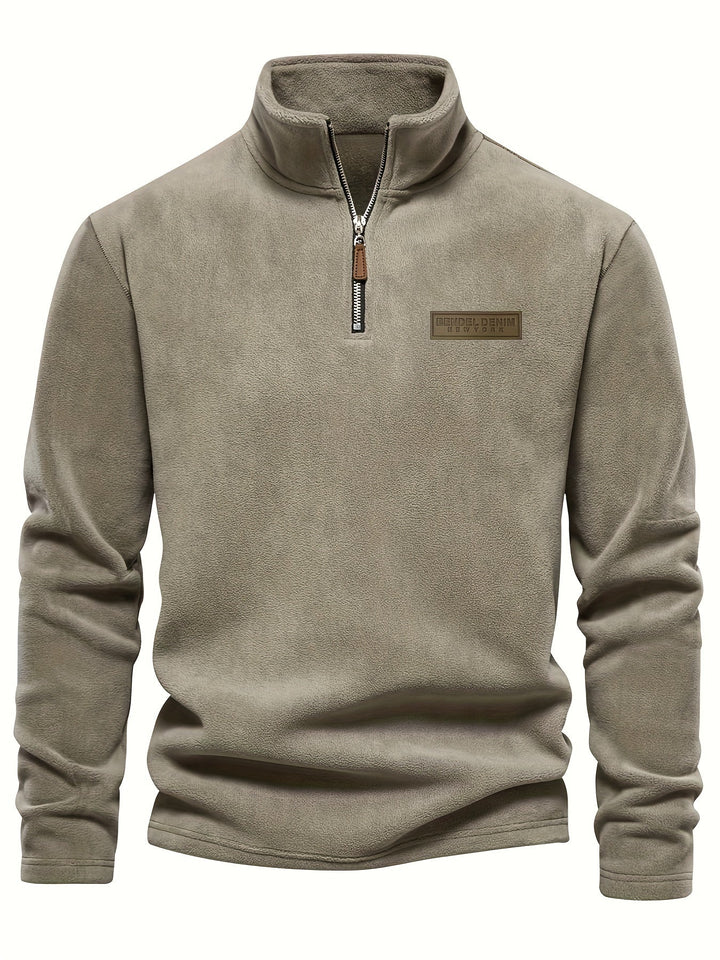 Casual unisex half-zip pullover, great for fall layering and everyday warmth.