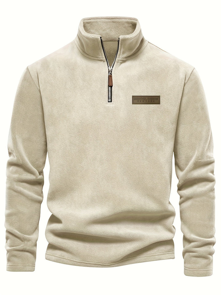 Winter-ready unisex fleece-lined half-zip pullover, offering ultimate warmth and comfort.