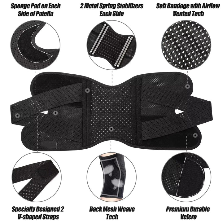 Durable FlexGuard knee support with springs, ideal for active men & women needing joint pain relief & athletic gear.