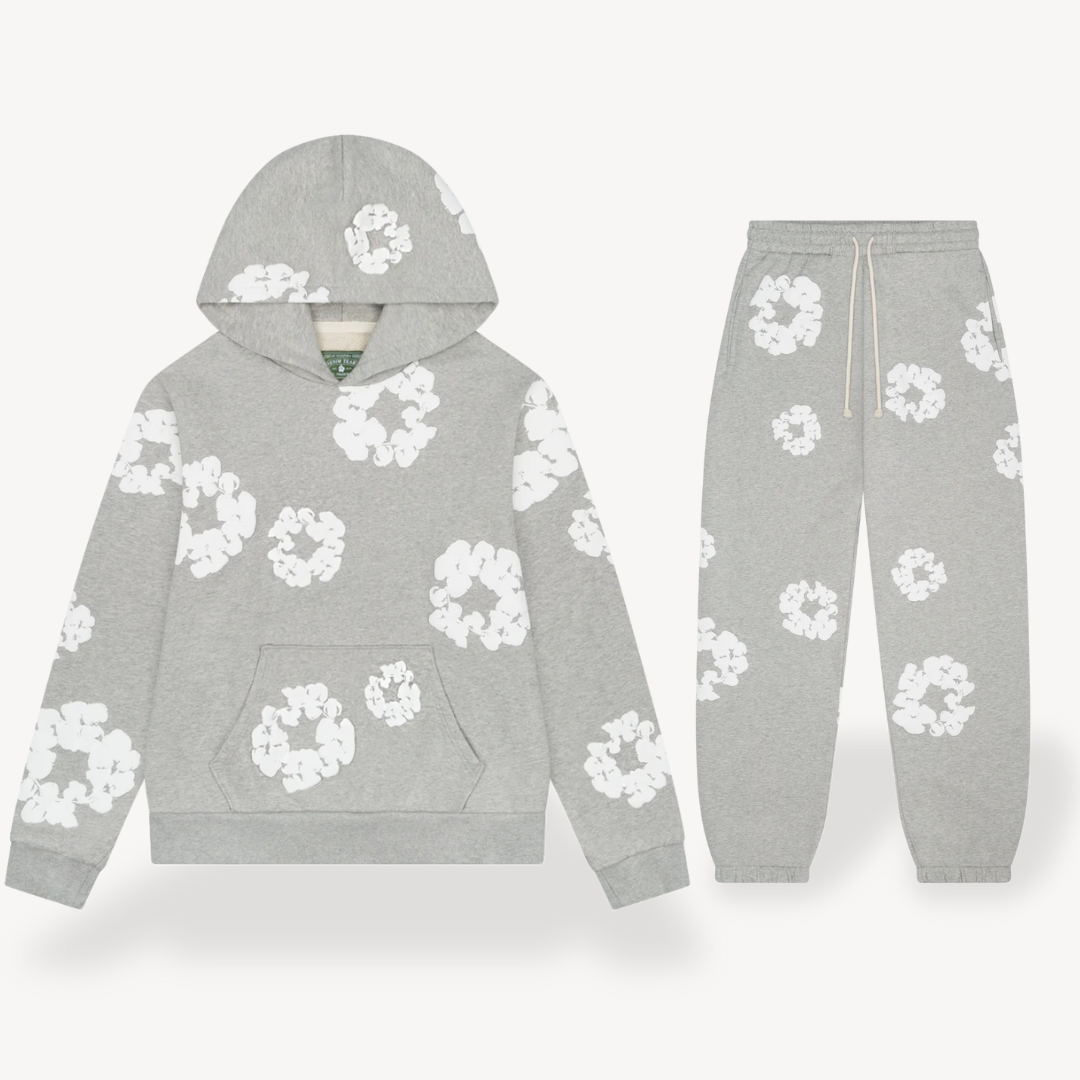 Unisex floral graphic hoodie and matching jogger set. Perfect comfortable loungewear & casual streetwear outfit.