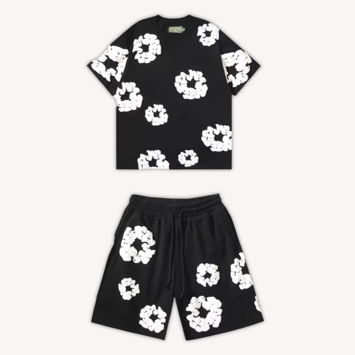 Soft & breathable floral print tee and shorts set. Perfect women's lounge wear or street style.