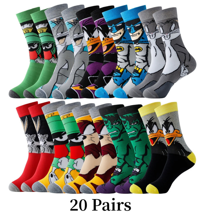 Novelty cartoon socks gift set for men & women. Funny character ankle socks, ideal present for pop culture enthusiasts.