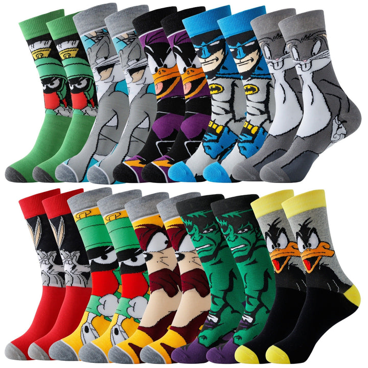 Unisex funny cartoon socks set, colorful & comfortable ankle socks with favorite characters for casual wear.