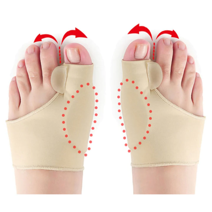 Orthopedic gel bunion corrector for toe alignment, reducing hallux valgus & foot pain relief.