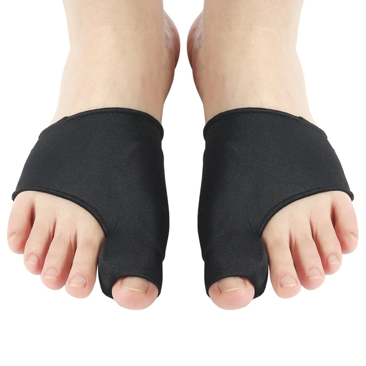 Translucent gel bunion corrector providing gentle toe alignment & relief from hallux valgus pain.