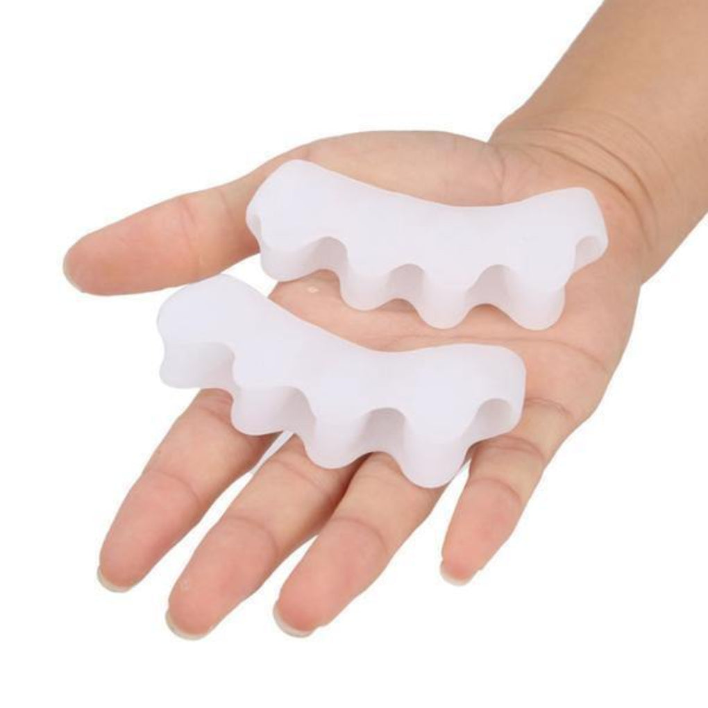 Unisex gel silicone toe corrector for foot alignment, comfort & bunion relief. Orthopedic toe separator.