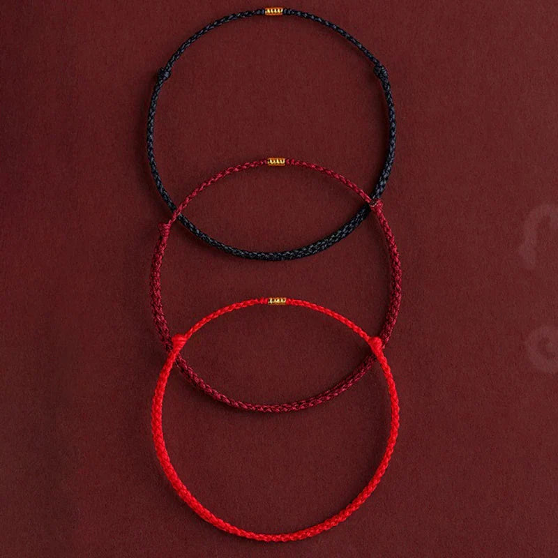 Adjustable red and black unisex energy bracelet for spiritual protection