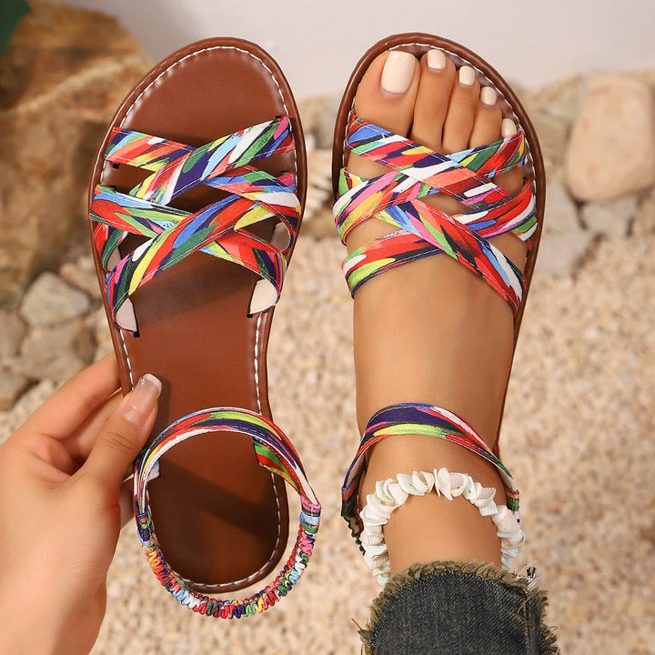 Side view of unisex handmade summer sandals, featuring a durable, comfortable sole for all-day wear.
