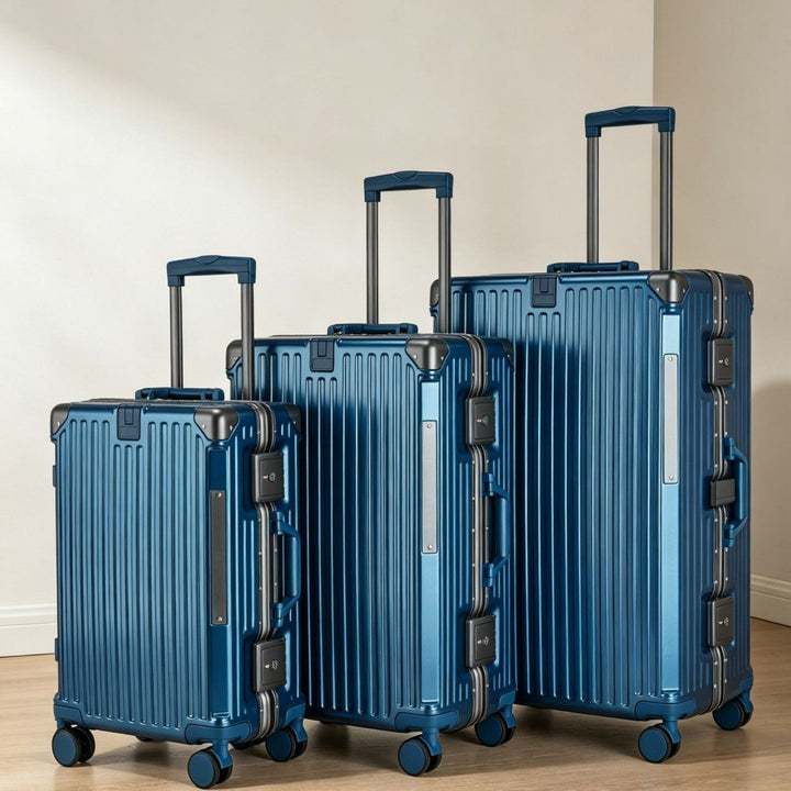 Unisex hard shell spinner luggage set, durable hardside suitcases for secure, easy travel.