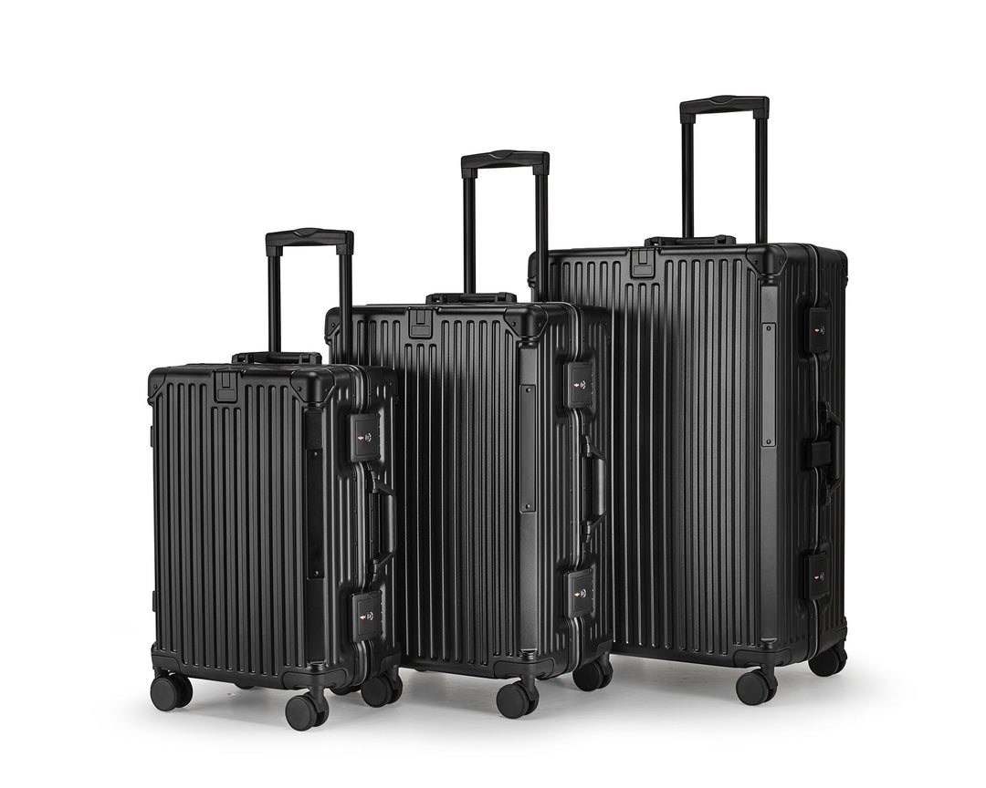 Secure unisex hard shell travel luggage with multi-directional spinner wheels, ideal for frequent travelers.