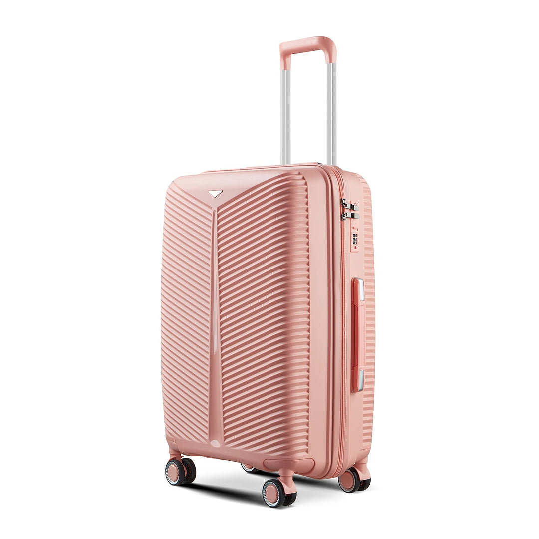 Complete 3-piece unisex hardshell luggage set, stacked for stylish & convenient storage. Durable travel.