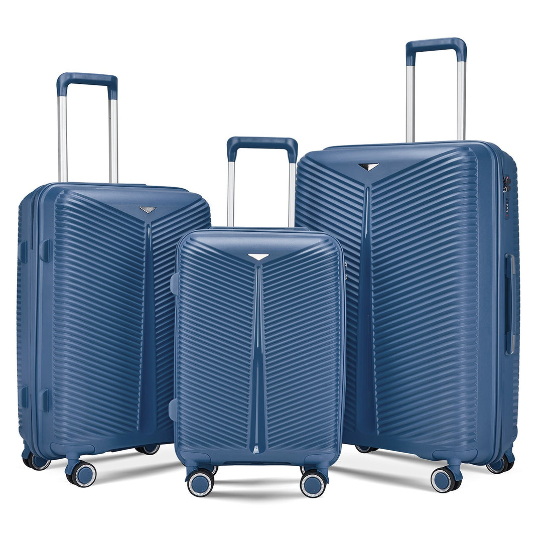Durable hardshell luggage set with smooth spinner wheels & expandable design. Unisex travel suitcase collection.