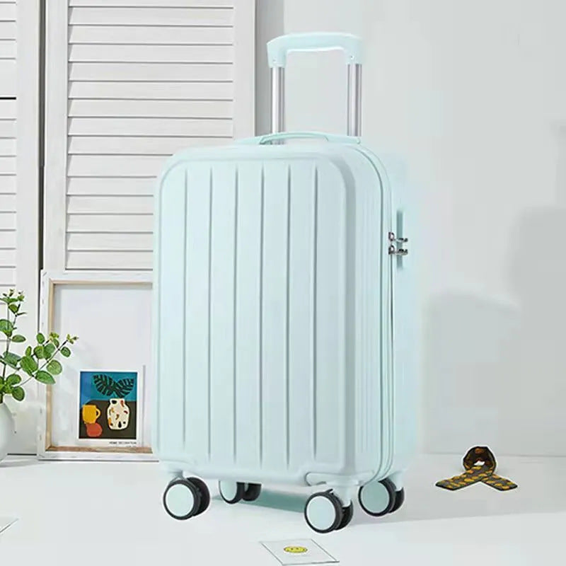 Ready-to-travel hardshell rolling luggage set, durable and designed for efficient airport check-ins.