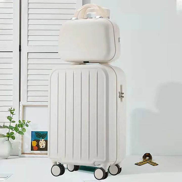 Expandable rolling luggage set, versatile & stylish, perfect for packing extra essentials for any vacation trip.