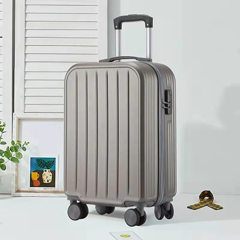 Effortless travel suitcase set with multi-directional spinner wheels, making airport transit smooth & easy.