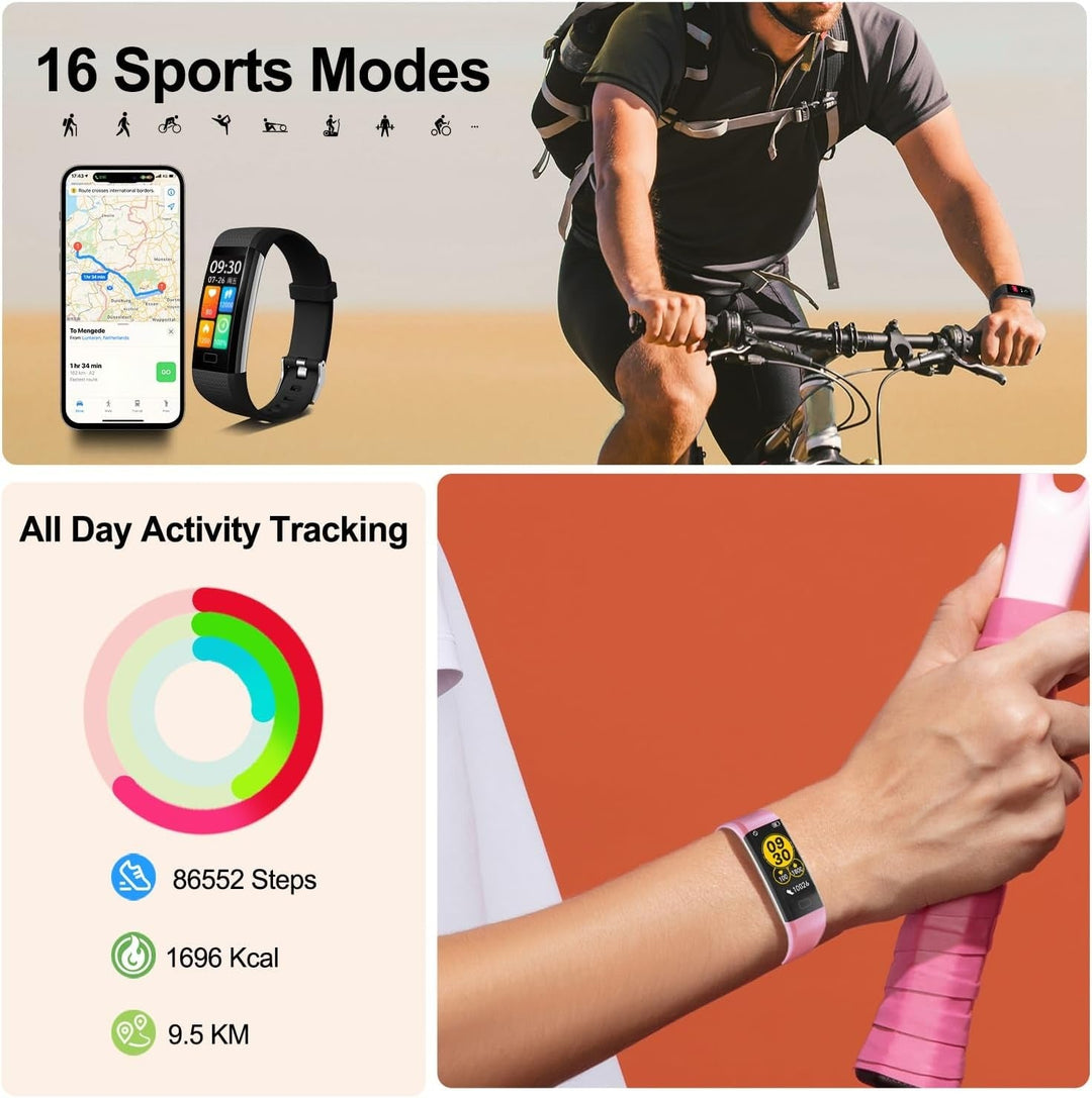 Unisex fitness watch tracking steps & calories. Activity tracker for a healthier lifestyle.