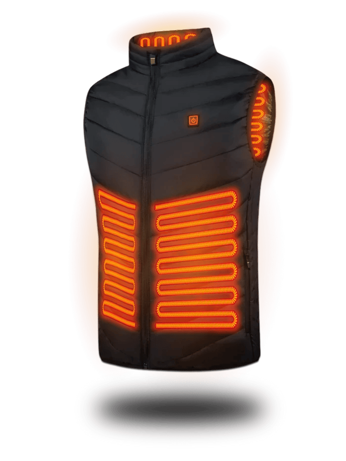 Unisex heated jacket with adjustable warmth, ideal for cold weather & outdoor adventures.