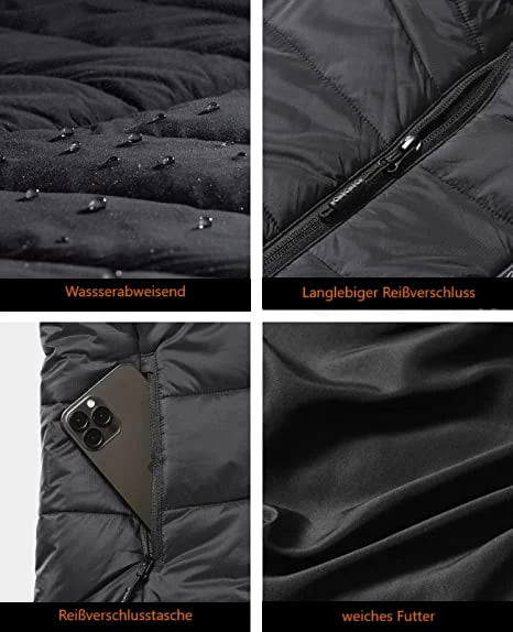 Stylish unisex heated jacket with multiple heat zones for personalized warmth & ultimate comfort.