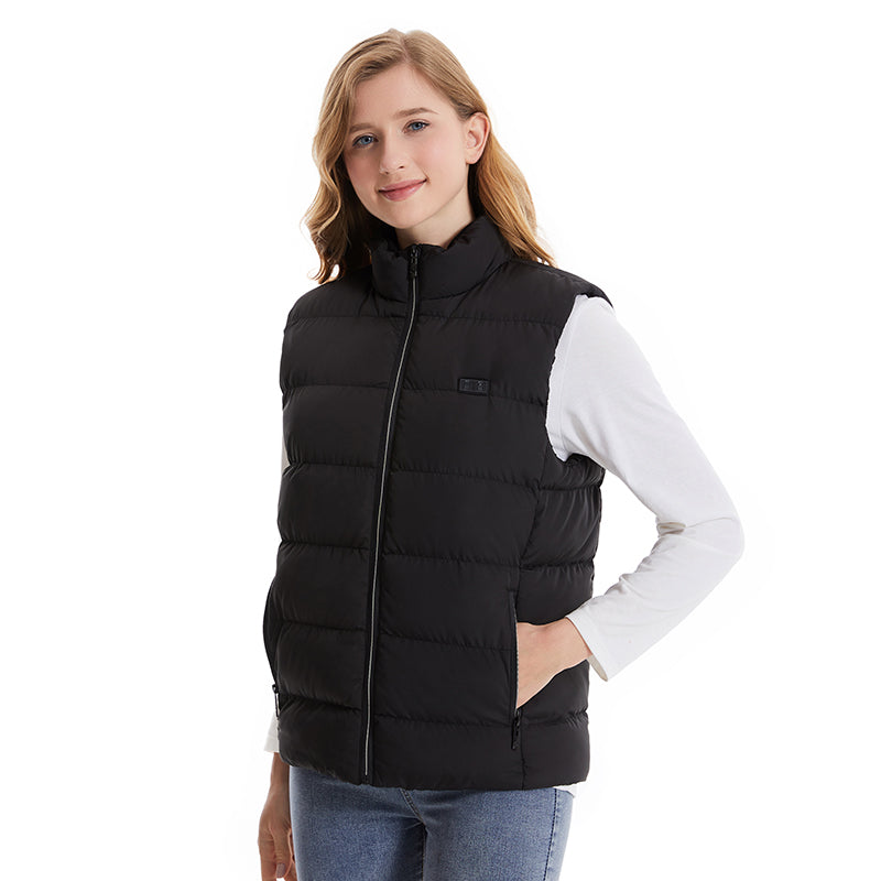 Adjustable warmth control in this durable unisex heated jacket, perfect for any winter outing.